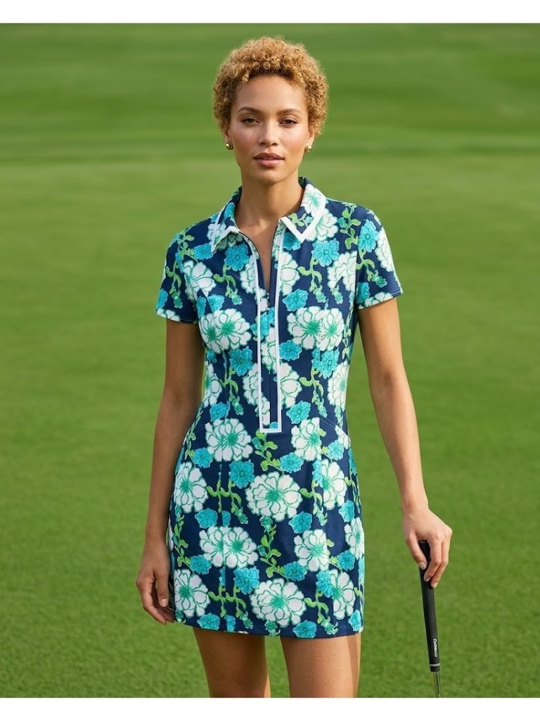 Nwt Lilly Pulitzer Luxletic Kathy In Low Tide Navy Go Big Golf Upf 50+ Dress 6